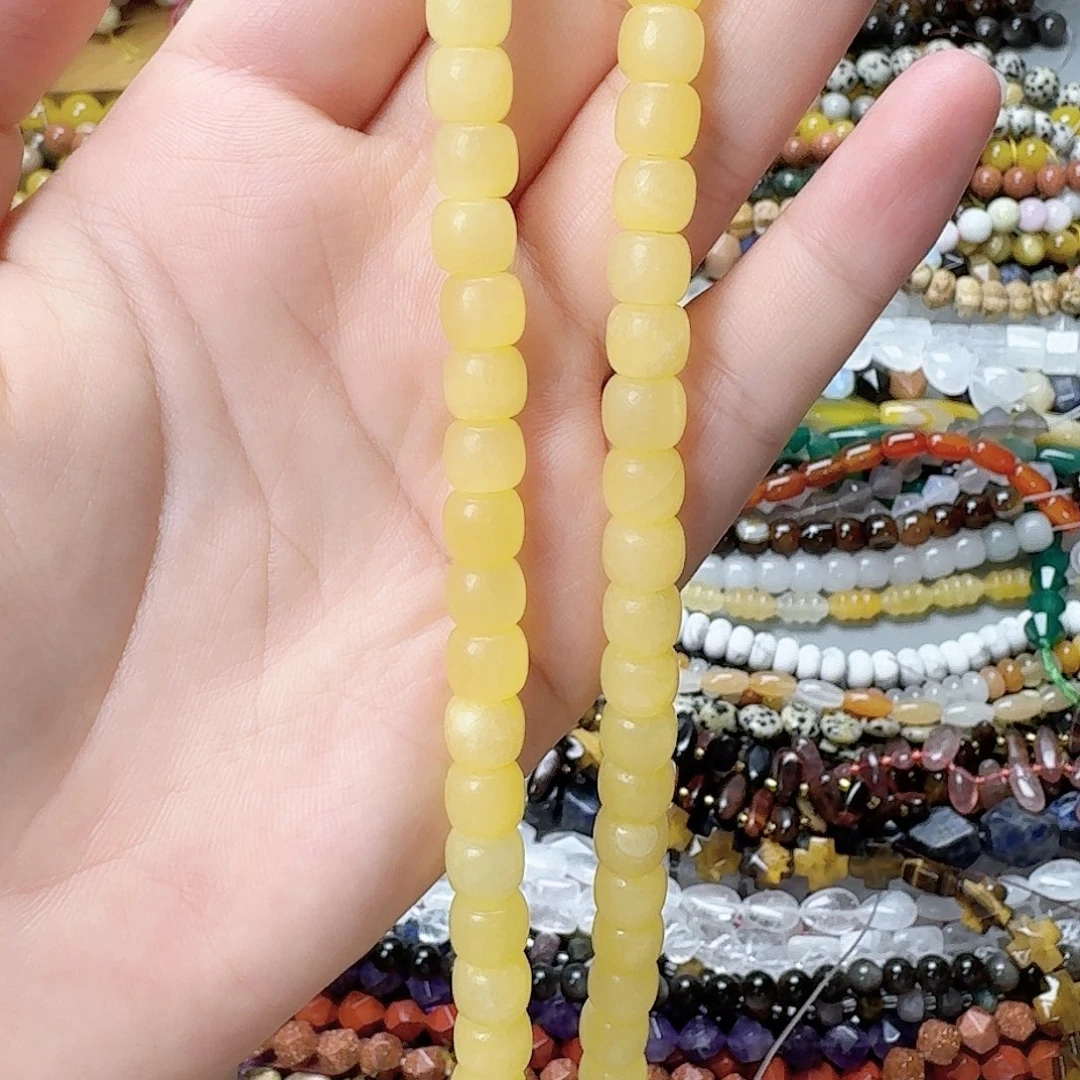 玛瑙/玉髓未镶嵌珠宝半成品卡8米黄玉老型珠一条