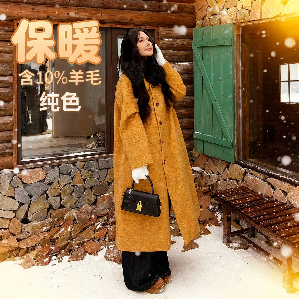 【暮光之城】蛋妹大码女装微胖mm显瘦冬季中长款棉服大衣DM35412