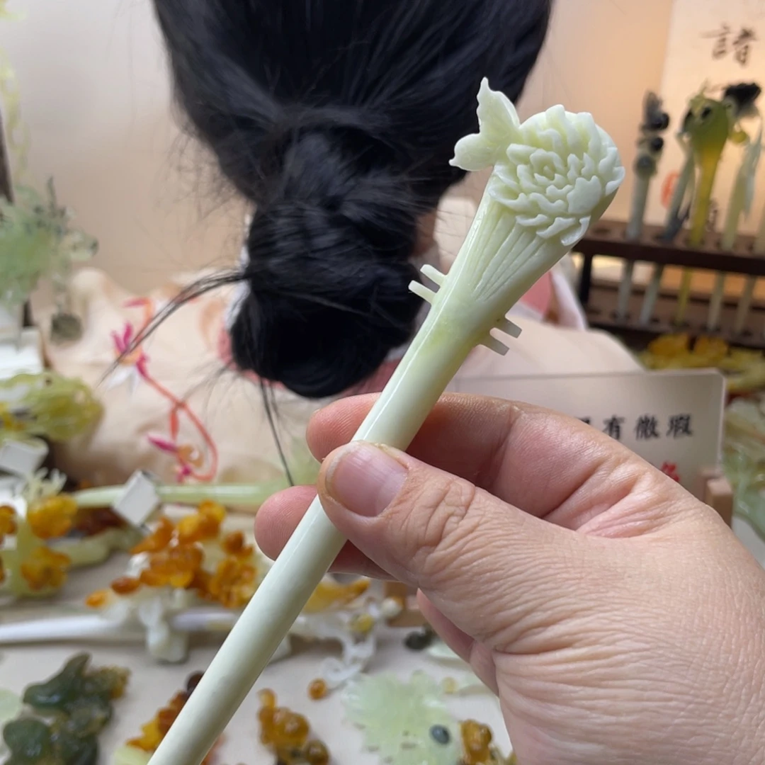 蛇纹石玉合金发饰