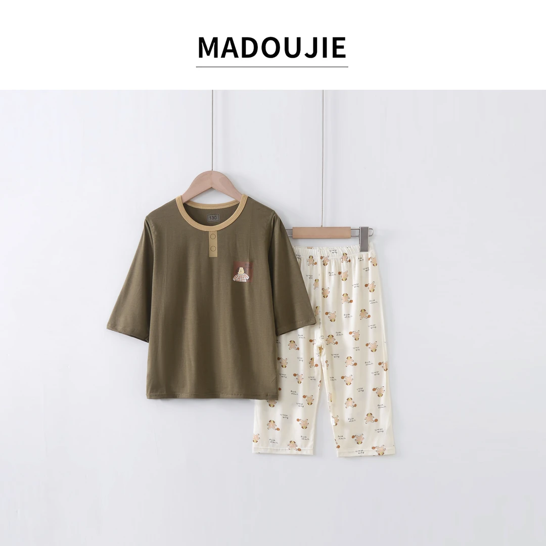 026童装夏季25新款洋气宽松家居服男童女童中大童短袖套装JJ101
