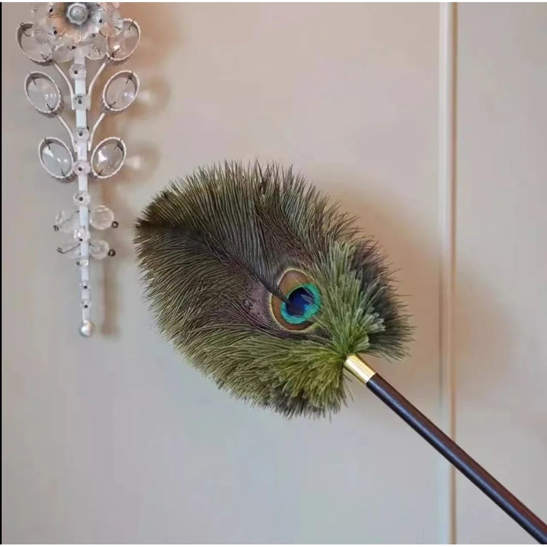 孔雀鸵鸟毛除尘掸子复古家用清洁打扫除灰加厚清扫家用创意饰品