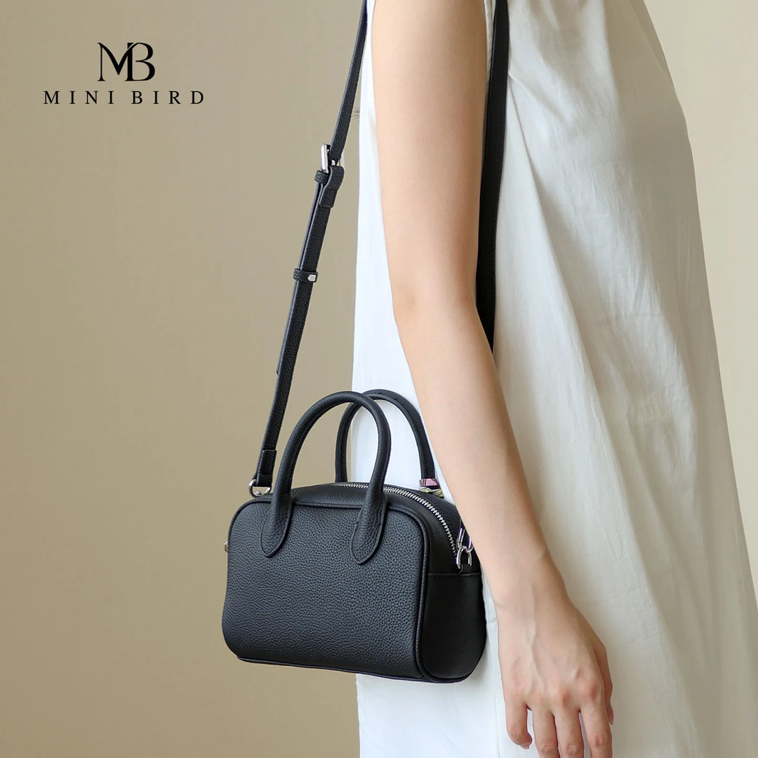 Minibird 2025新款保龄球包 | 头层牛皮简约百搭手提斜挎小方包女