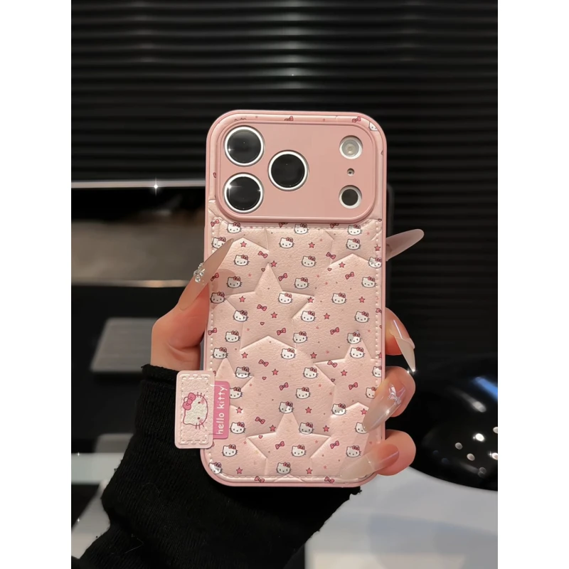 满屏KT适用苹果17pro手机壳16pm肤感五角星可爱15plus简约华为p70