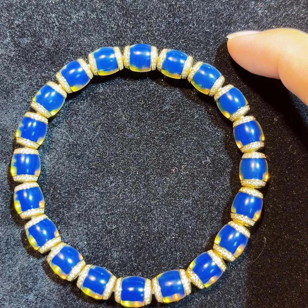 唯***格蓝珀银S925镶嵌珠宝奇石多米桶珠