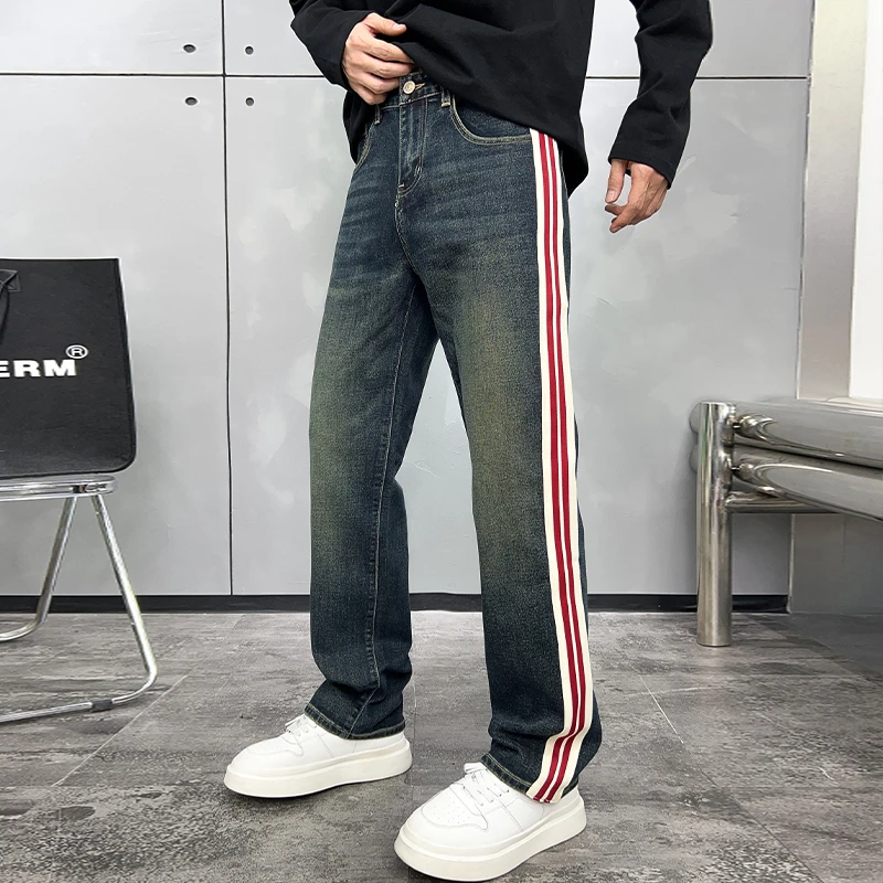 MONLAMBO春夏水洗修身轻奢经典直筒时尚休闲男士牛仔裤