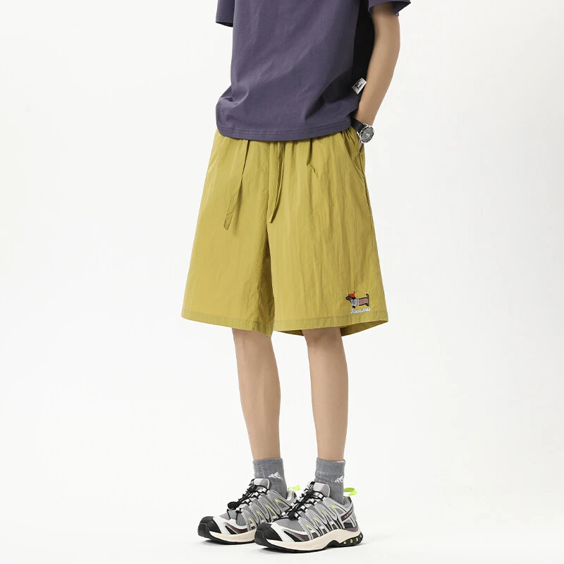 美式腊肠狗速干短裤男款夏季潮牌青少年五分裤子宽松百搭运动中裤