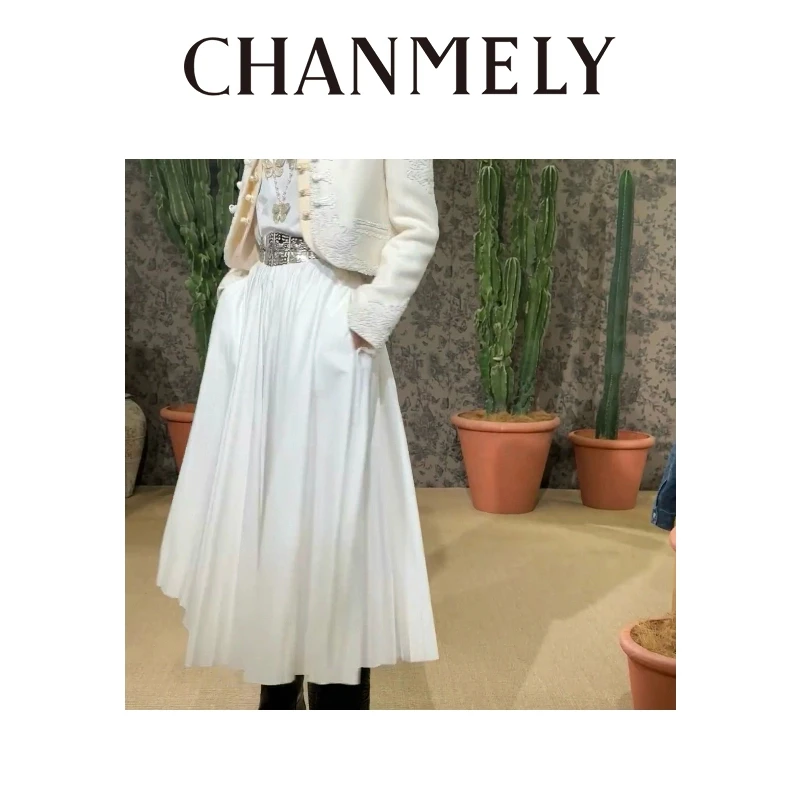 【CHANMITY】24/ss法式高级赫本风百搭A字显瘦百褶半身裙024567