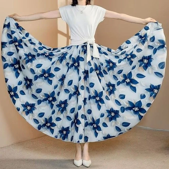 【一裙三穿】铃兰春语印花半身裙春夏2025新款大摆显瘦a字半身裙