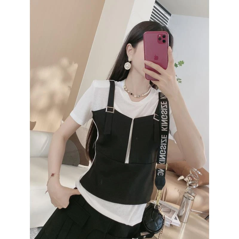 假两件背带设计感T恤9980