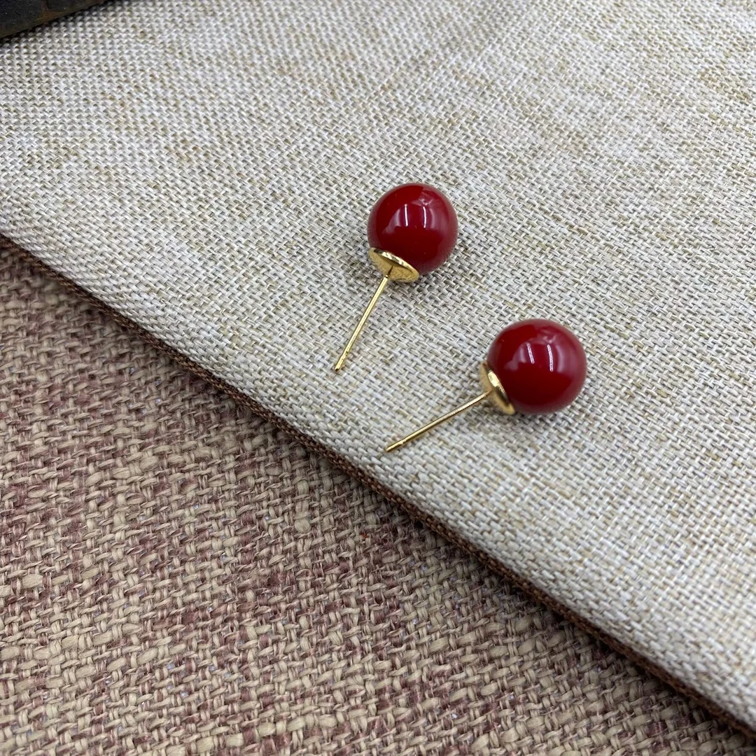 非金属珐琅耳饰 5179 红色耳钉多样性发货
