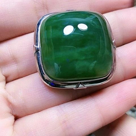 和田玉银S925镶嵌挂件