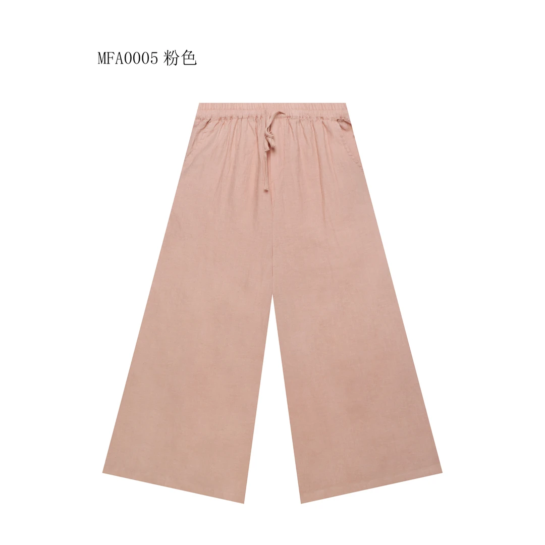 【麻訪家】MFA0005粉色复古文艺宽松显瘦百搭休闲阔腿裤