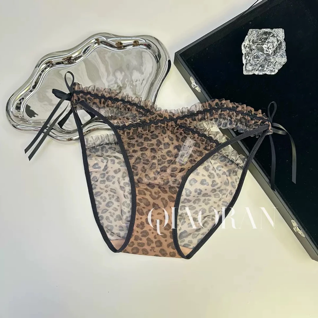 镂空三角裤豹纹性感女三角内裤薄款低腰透气中腰内衣蕾丝时尚透气