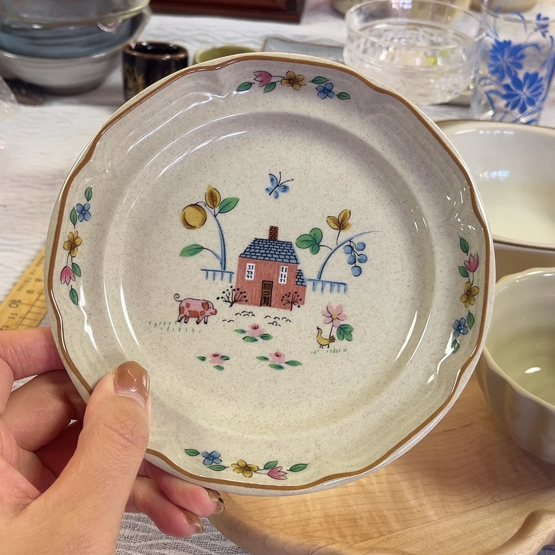 瓷片小房子复古法式小号盘1