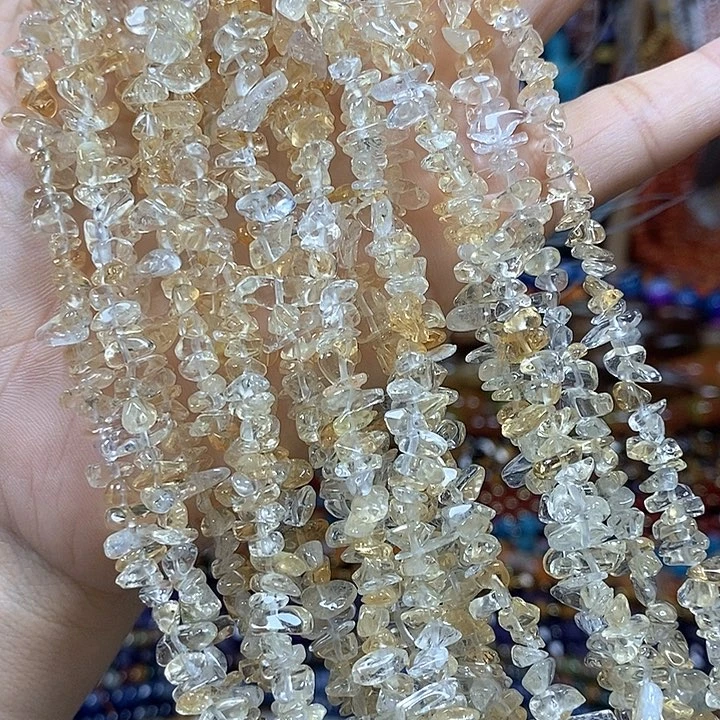 玛瑙/玉髓未镶嵌珠宝半成品天然高透黄水晶绕手4圈