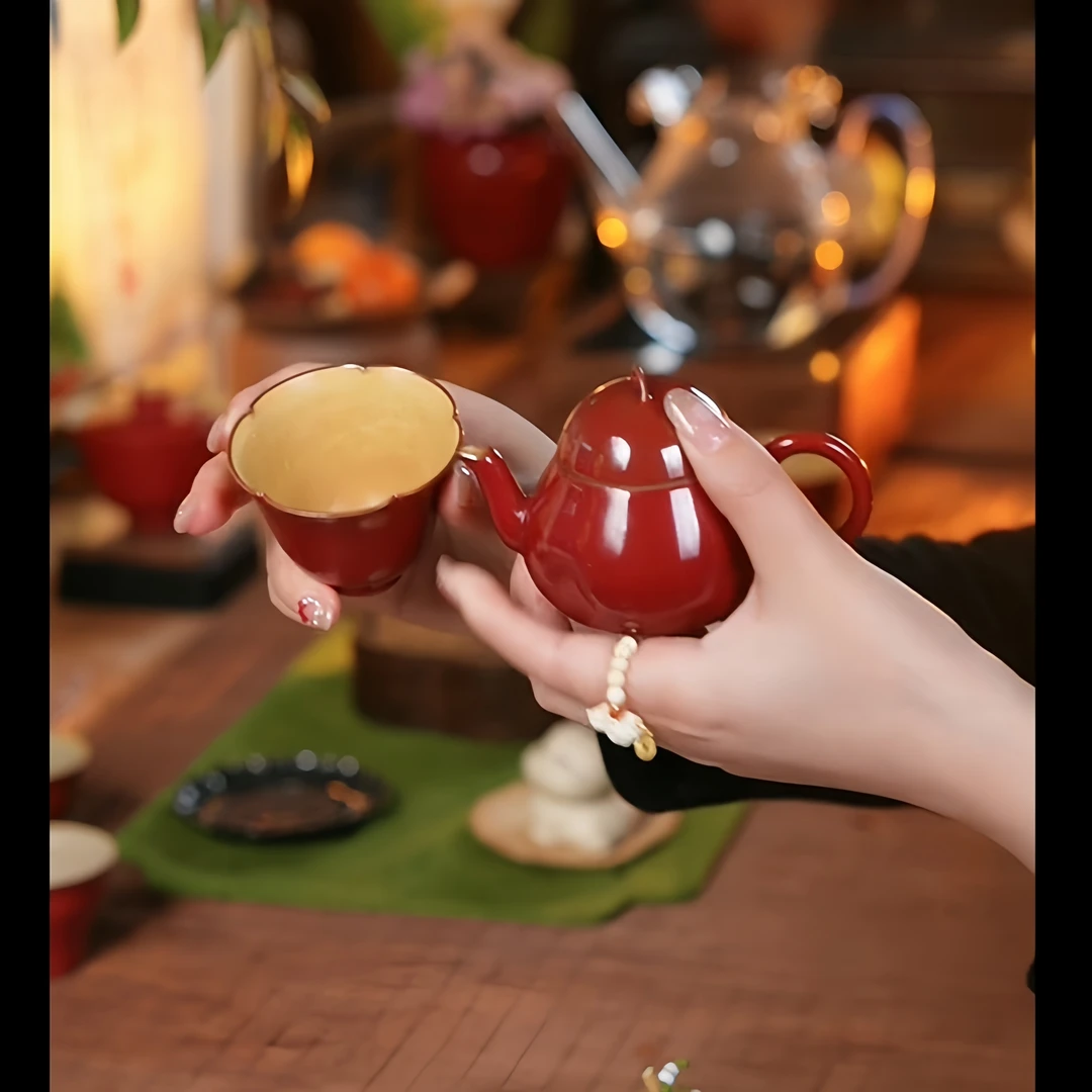 宫墙红小梨壶+矮花口杯