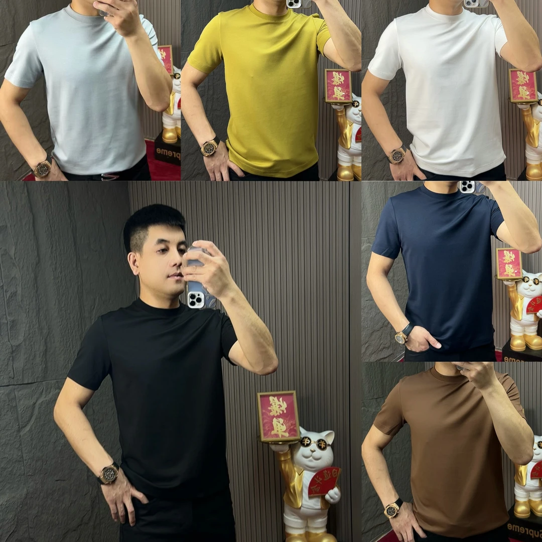 8862#圆领短袖秋季蜜蜂男士棉T恤修身休闲纯色男士