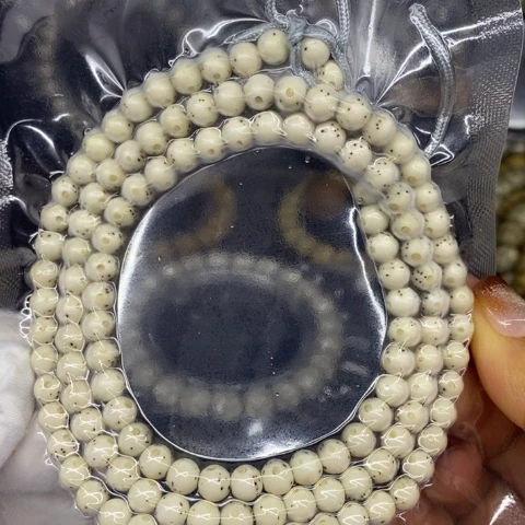 手串星月菩提石玉料古瓷白6圆珠108