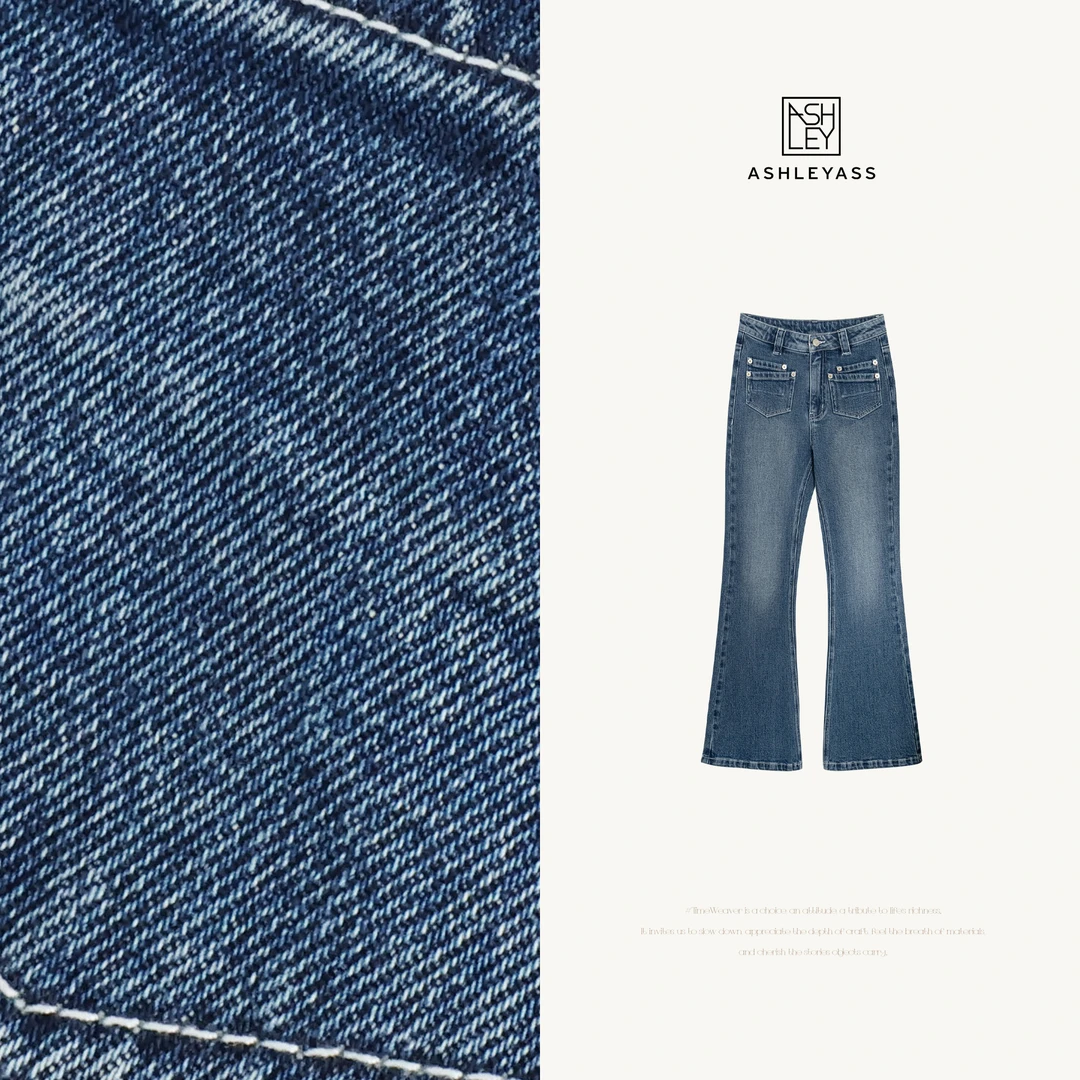 ashleyass“摩登牛仔”不规则门襟高级韵味百搭牛仔裤LSN250576W