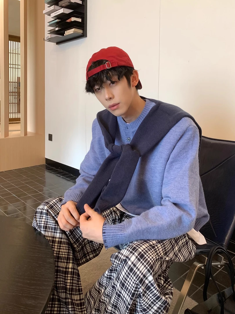 A1MP韩系小众高级感假两件披肩毛衣宽松ins长袖上衣男女cleanfit