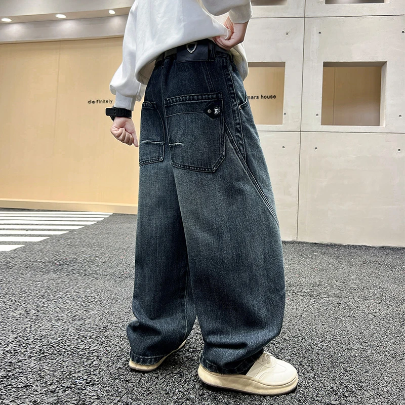 男童裤子春秋款2025新款儿童秋装牛仔裤中大童秋季男孩秋季长裤潮