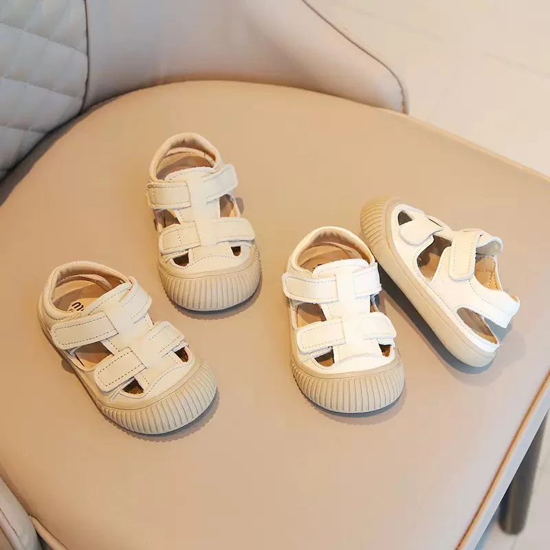 新款宝宝凉鞋真皮男女小童包头防踢运动沙滩鞋防滑软底学步婴儿鞋