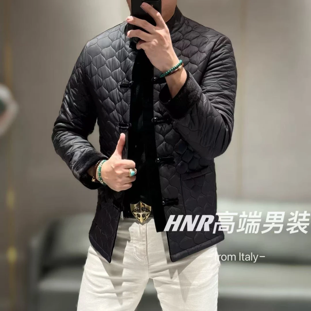 夹棉蜂巢锁棉工艺新中式唐装新款男士时尚国风男装外套7169