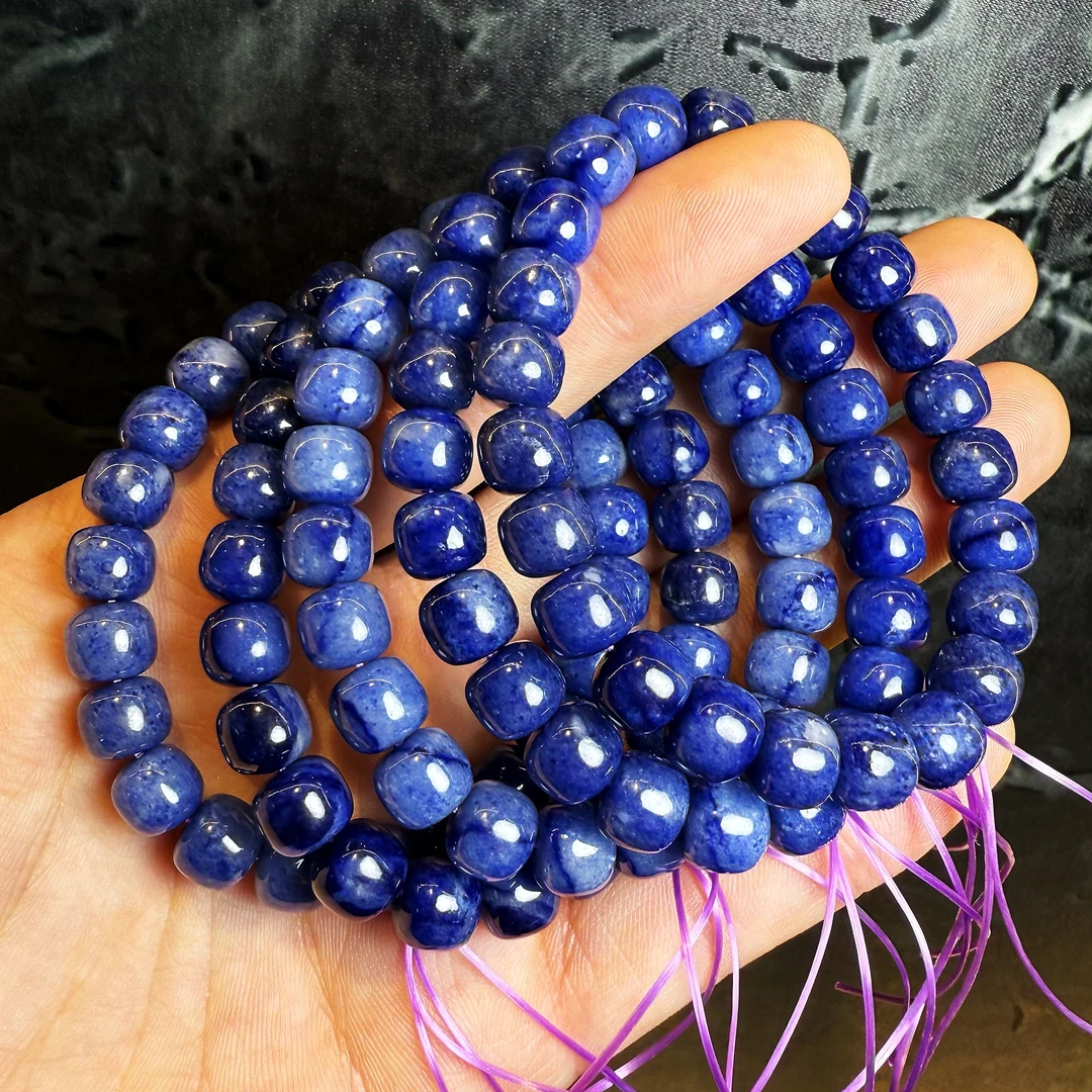 【皇后甄选】C020504 辰砂DIY矢车菊蓝桶珠手串-多样性发一