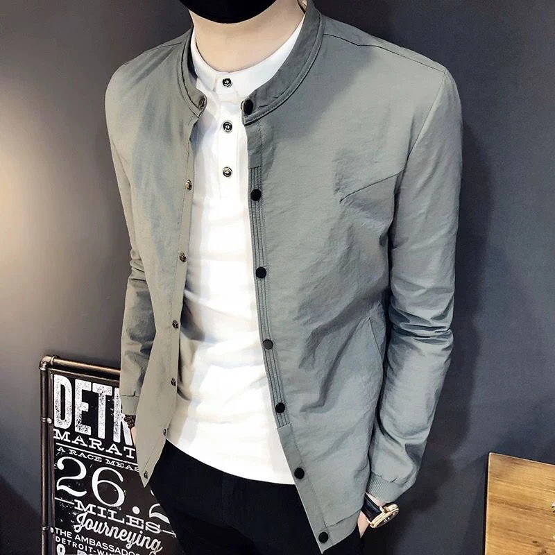 2025春季新款百搭男士修身夹克韩版春秋潮流棒球服薄款男休闲外套