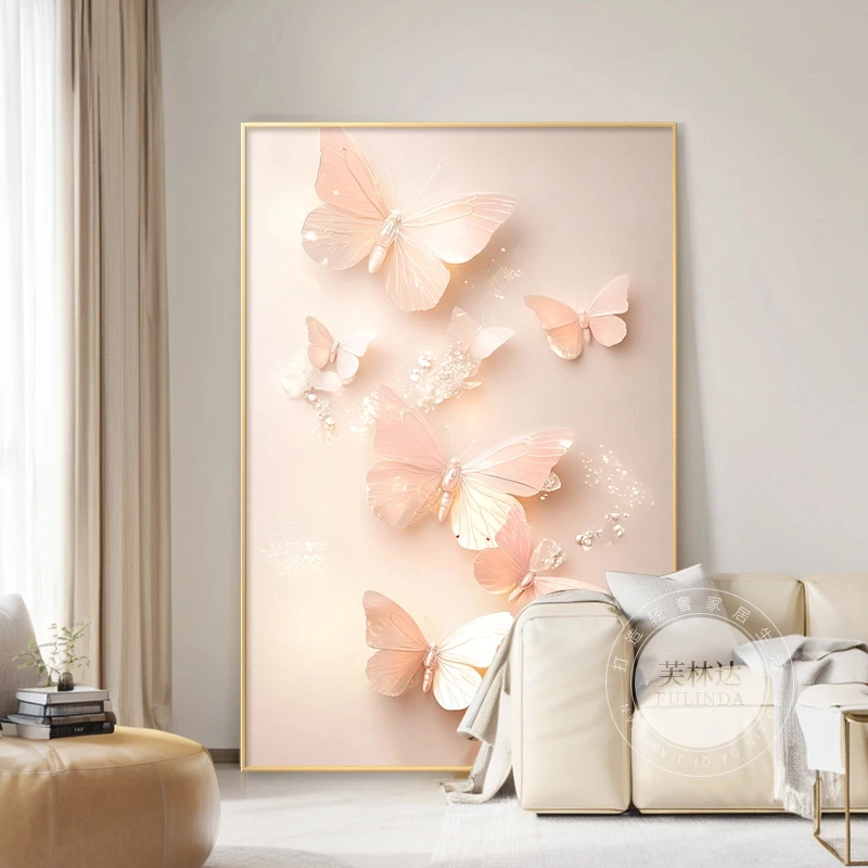 芙林达奶油风蝴蝶客厅装饰画2025新款高档玄关挂画沙发背景墙壁画
