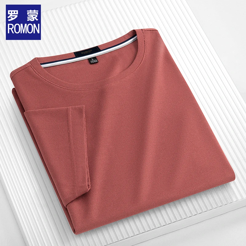 罗蒙男士时尚休闲圆领短袖T恤衫2025夏季薄款宽松半袖上衣速干款