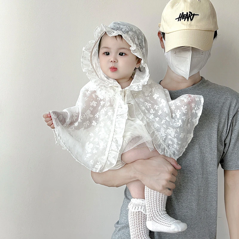 MK&UR.BV透气斗篷长袖女宝韩版薄款公主风披风夏季女休闲风小童