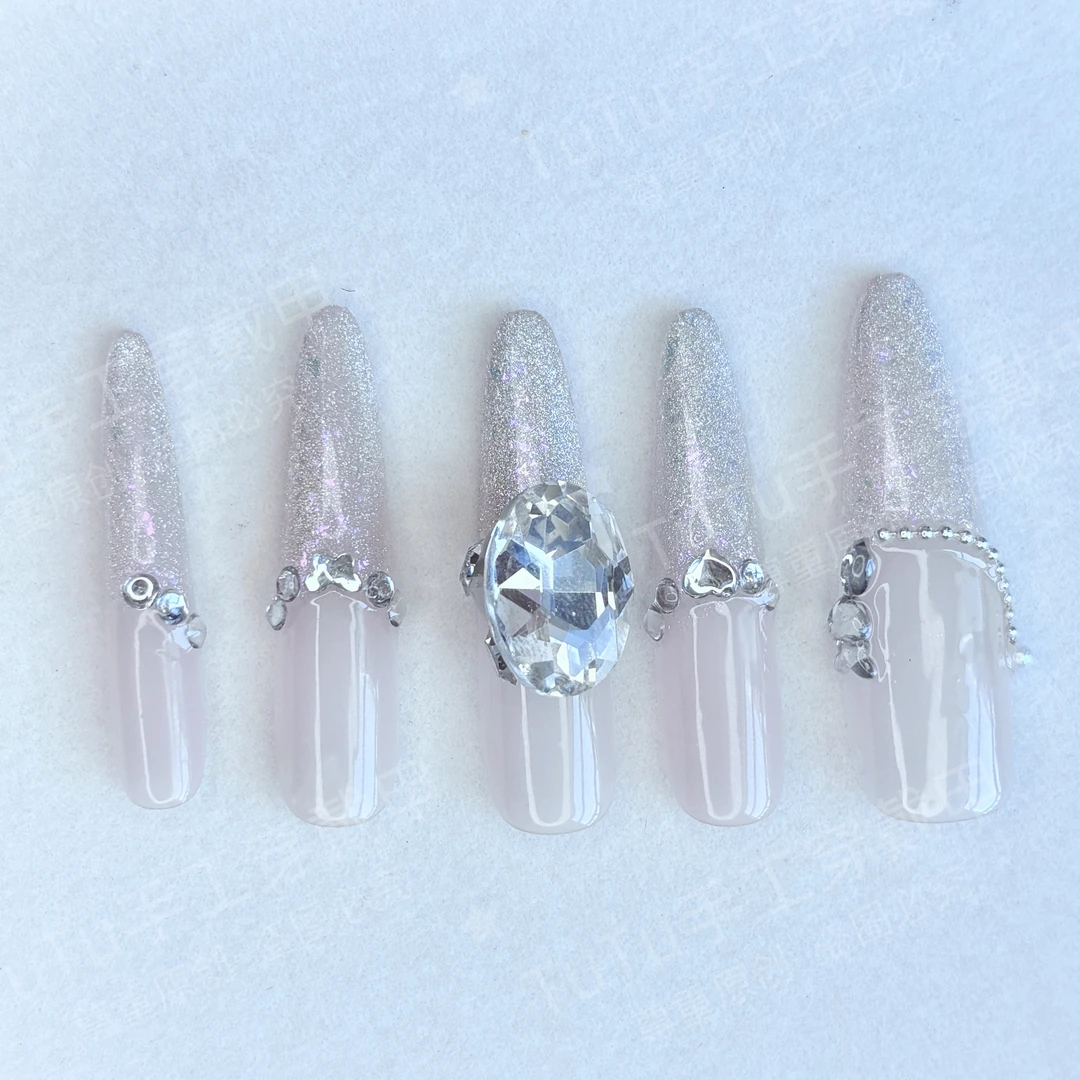 【钻星银河】纯手工显白渐变玻璃珠猫眼高级感纯欲爆闪穿戴甲