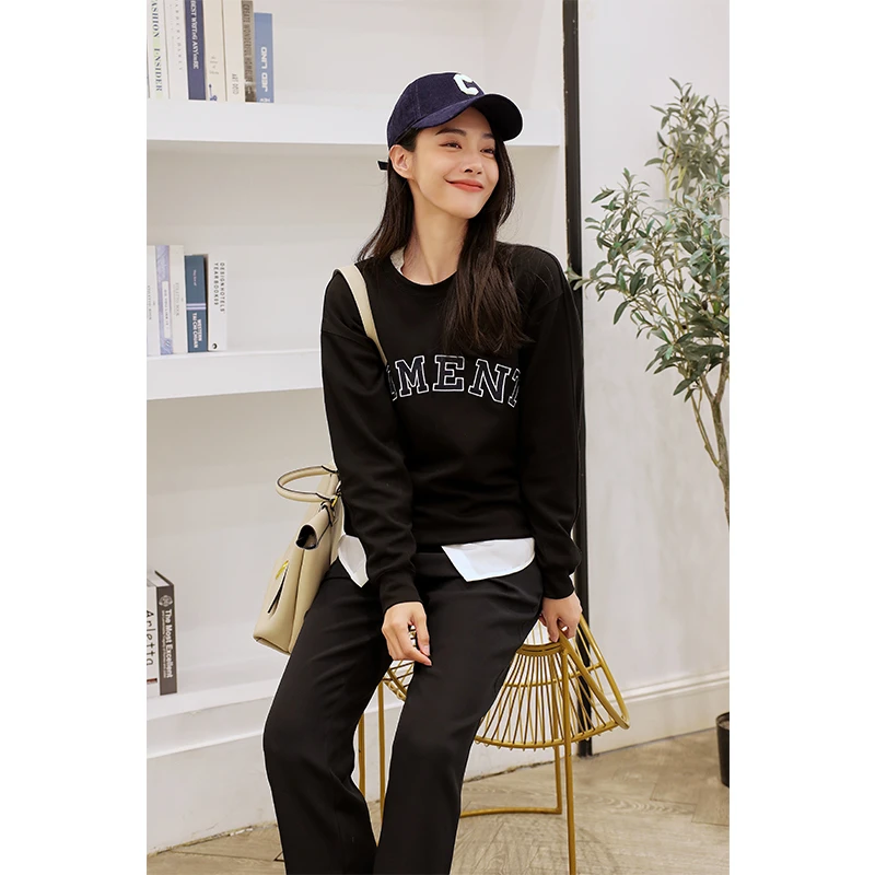 【石家玲老师专属】慕江南-卫衣-字母绣花卫衣