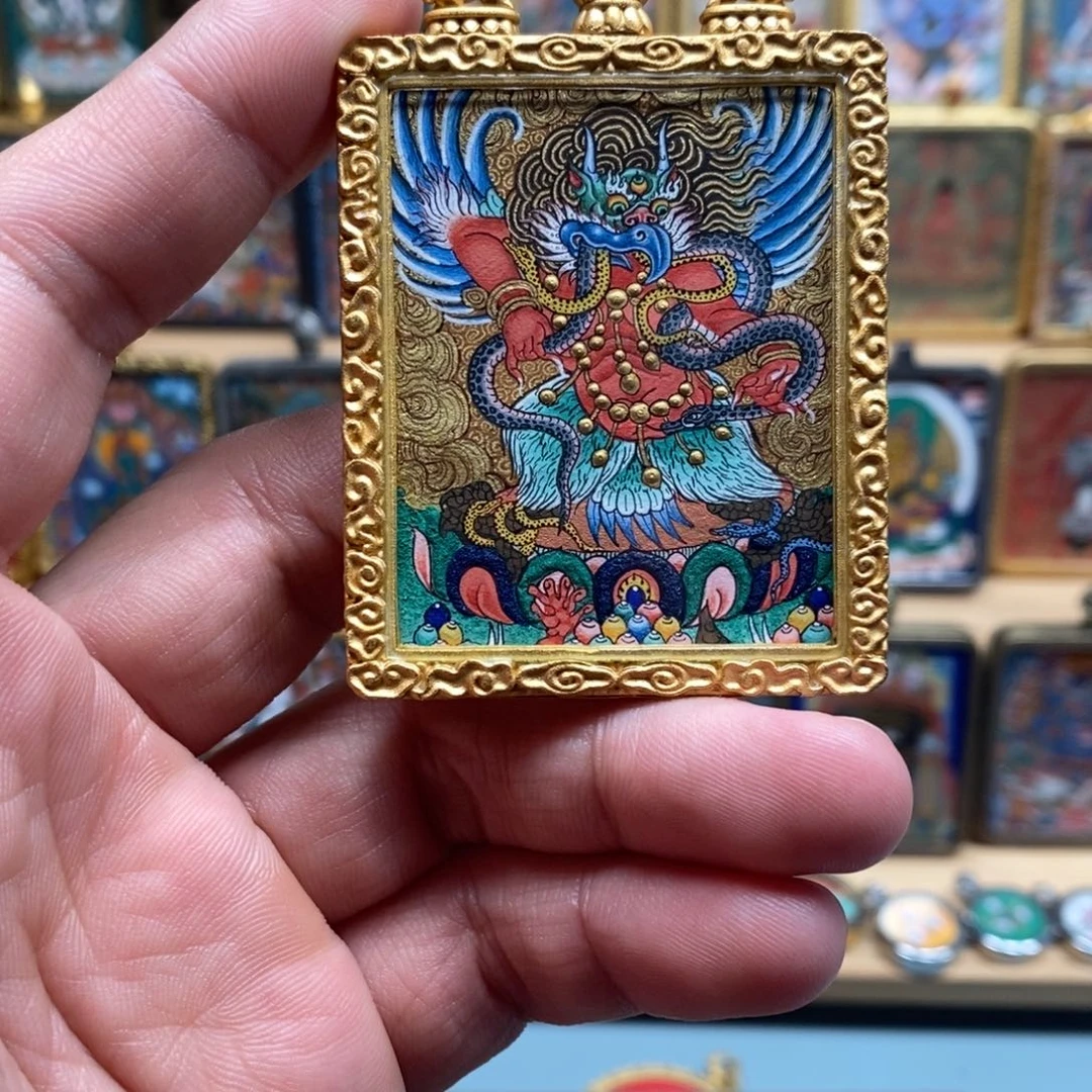 书法大鹏鸟唐卡尾款