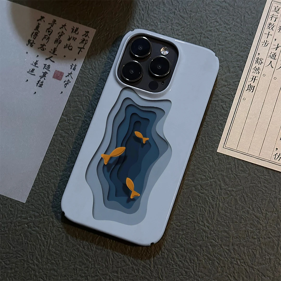 养鱼适用苹果15promax手机壳iPhone17/16硬创意卡通14pro菲林小众