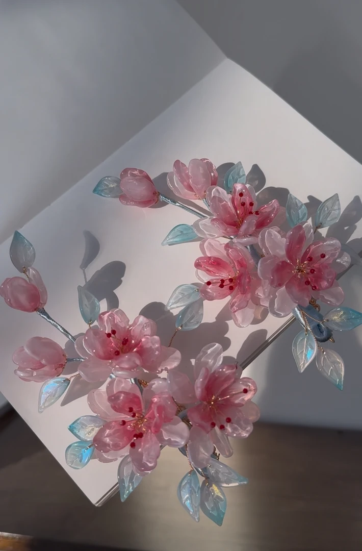 原创（西府海棠）海棠花琉璃发饰汉服配饰古风发饰