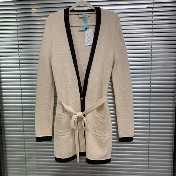 99新 TORY BURCH/汤丽柏琦 中长款针织开衫/S码/A04146
