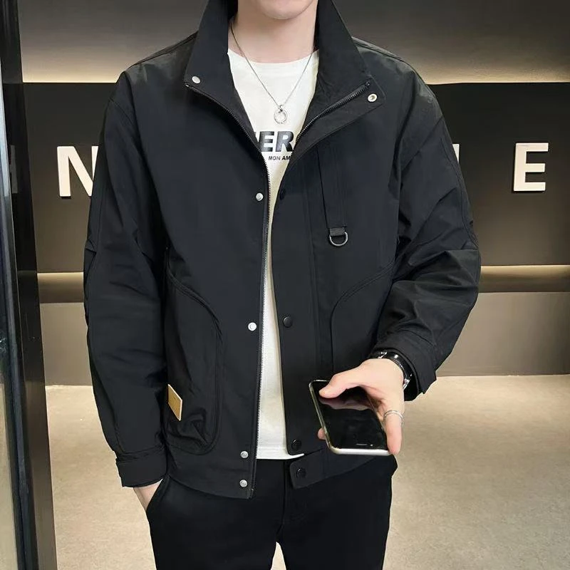 冲锋衣外套男2025新款春秋季连帽工装夹克衫宽松薄款外衣服