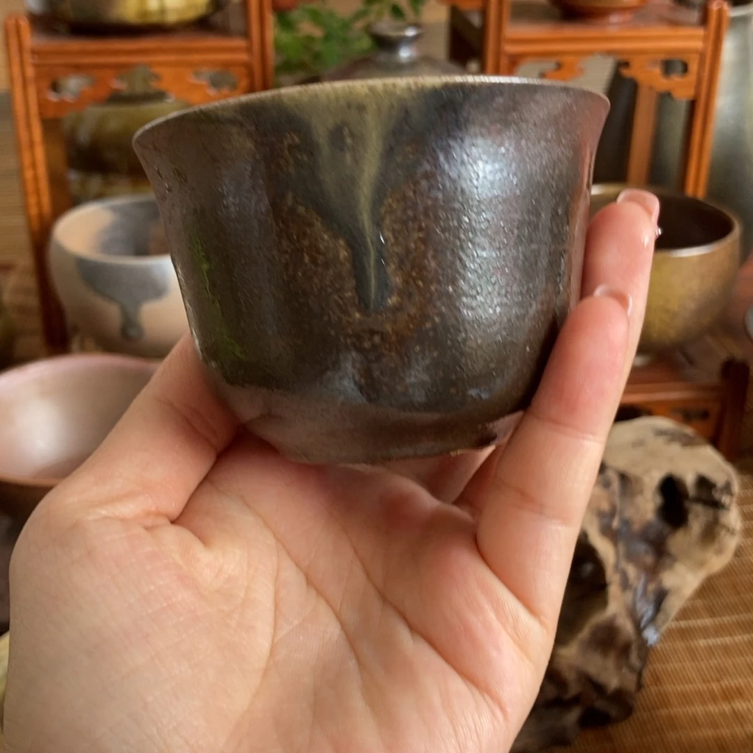 通红柴烧主人杯红色