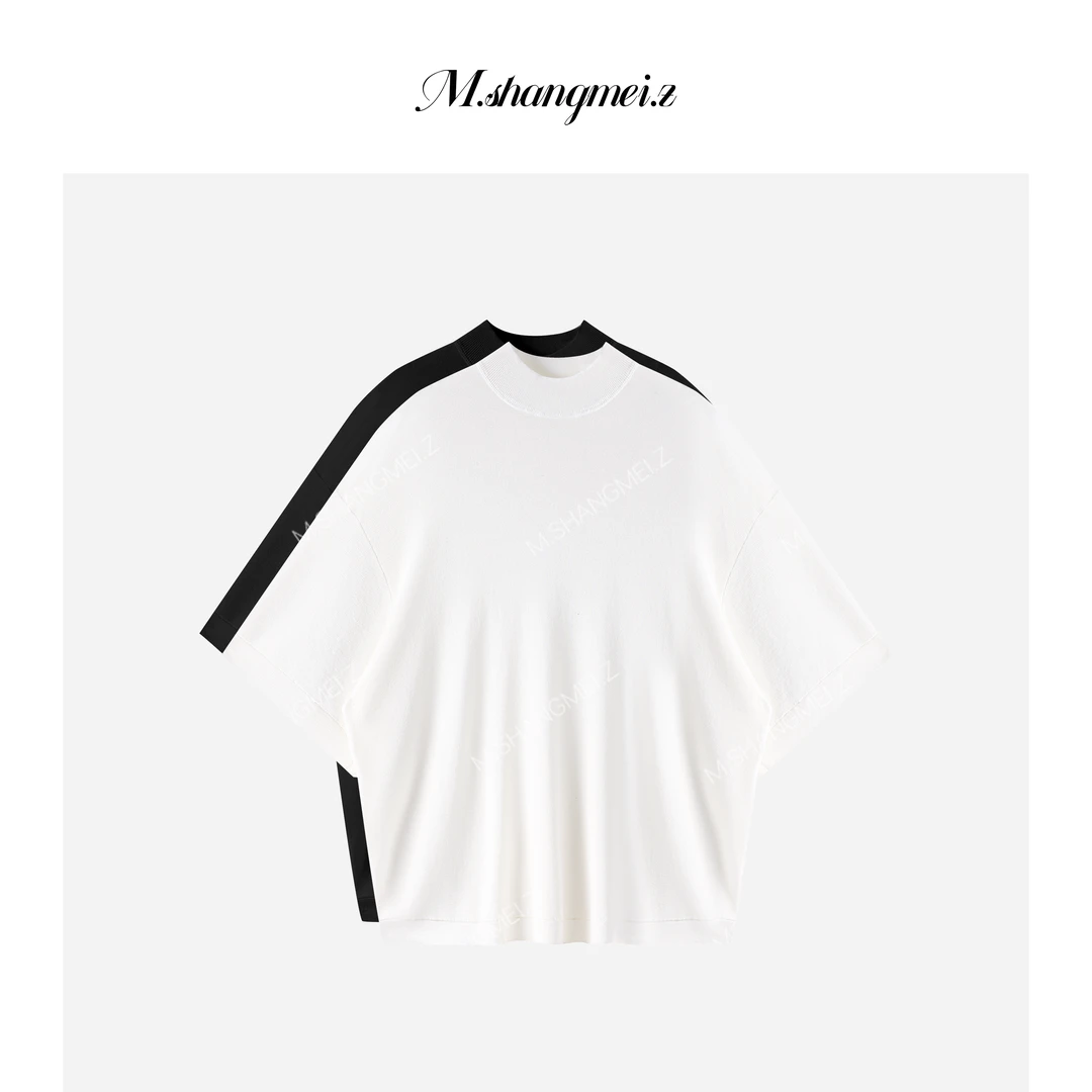 M.SHANGMEI.Z/沐熙【捻织素衫】美大哥透气小立领针织上衣X072762