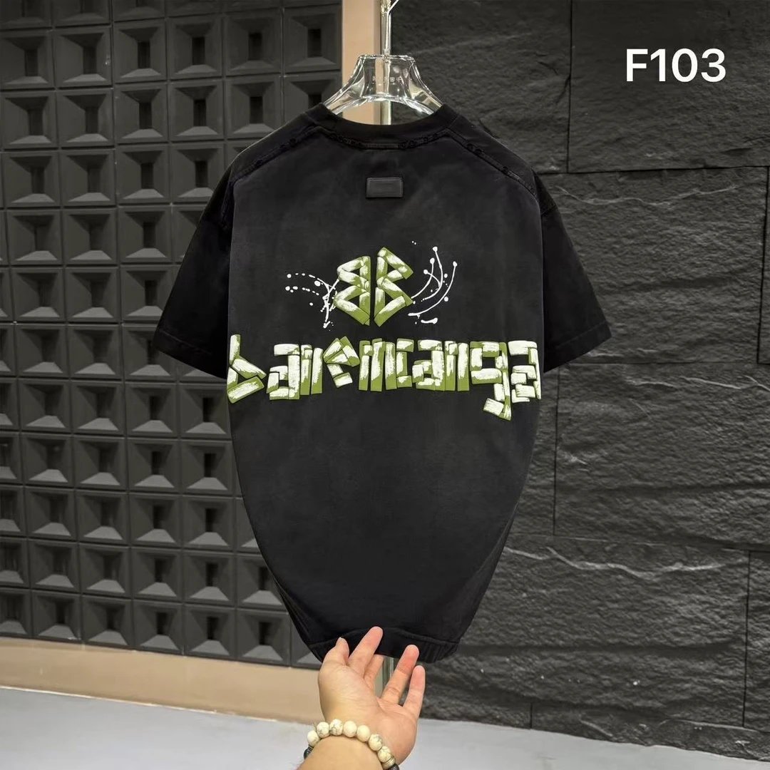 HI-F103-夏季时尚百搭圆领宽松个性男士休闲简约短袖