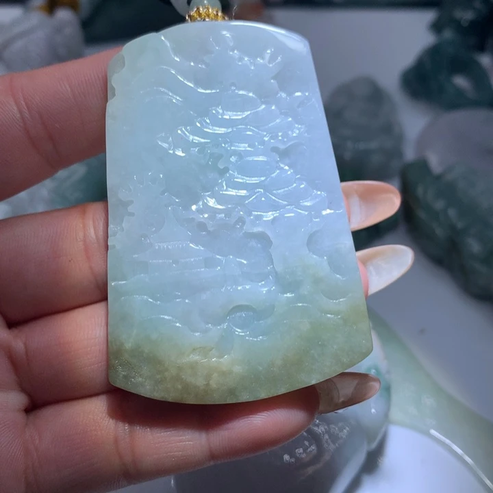 翡翠未镶嵌颈饰保真天然A货翡翠