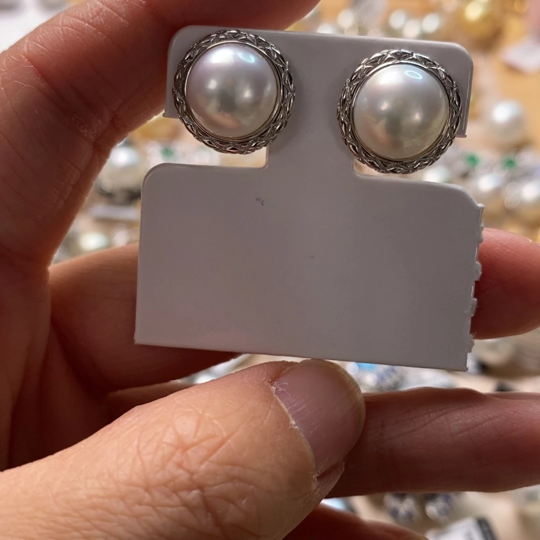 拼合珍珠（马贝珠）耳饰银S925镶嵌
