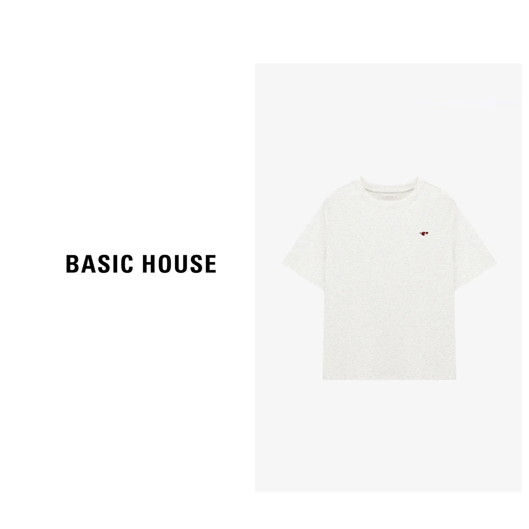 Basic House/百家好时尚休闲百搭简约透气空气T恤女-B0625H5O472
