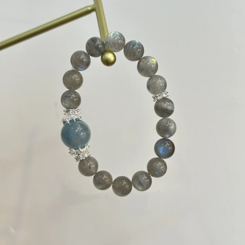 【月光】灰月光海蓝宝原创小众设计手串送闺蜜女