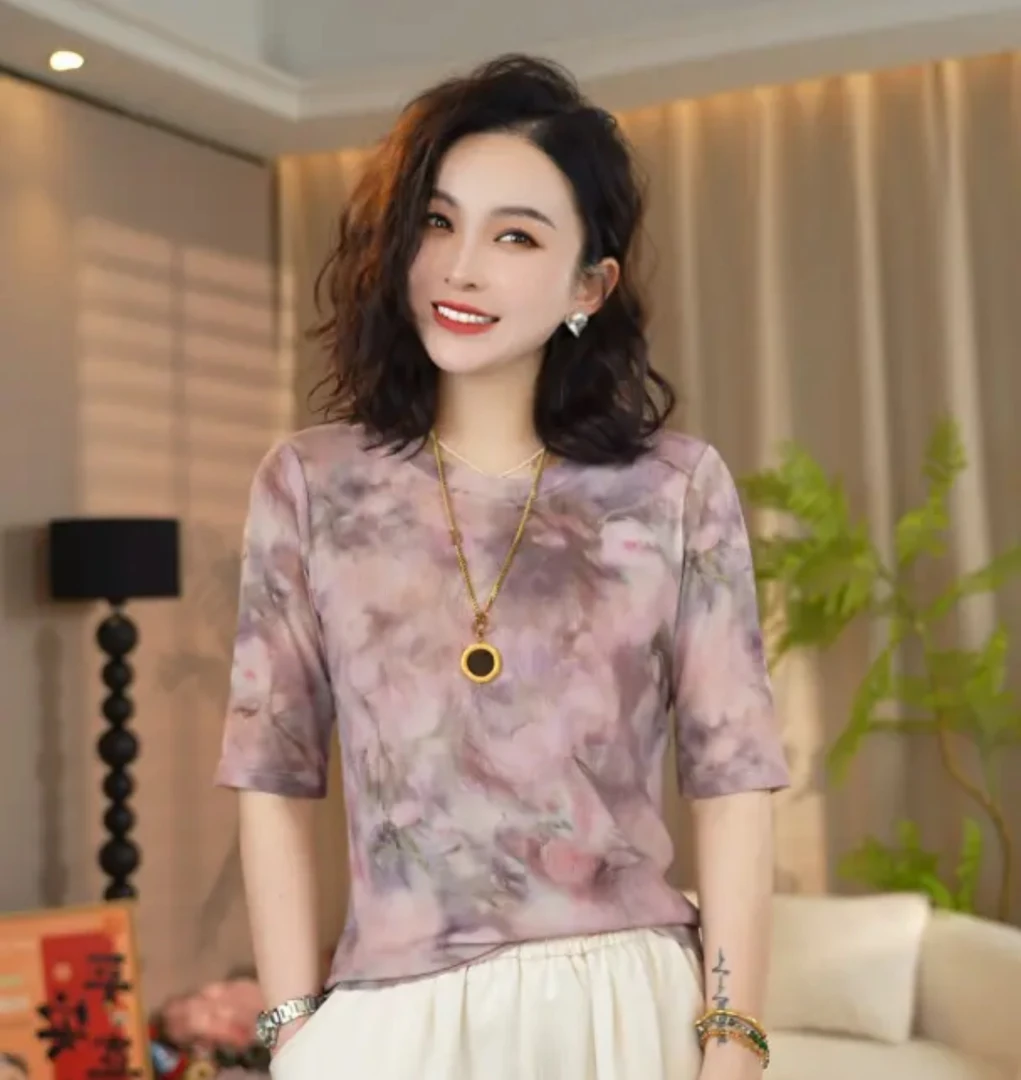 钻2512#新款遮肚子藏肉上衣时尚气质肌肤网纱显瘦洋气打底衫