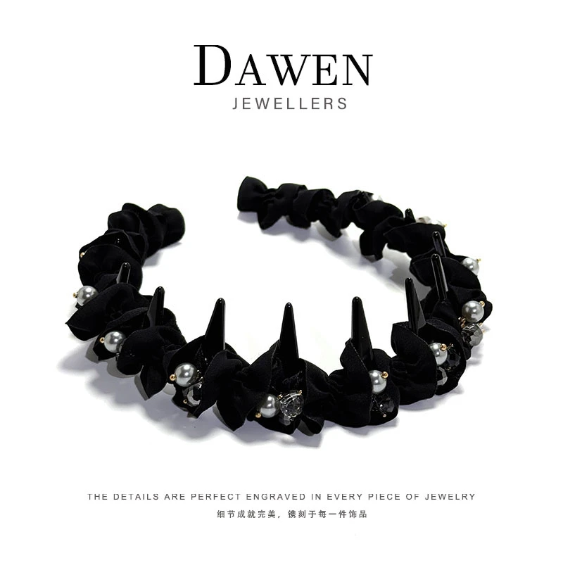 TT1119《艾拉公主》韩国品质软胶底齿梳发箍褶皱镶钻气质高颅顶头箍