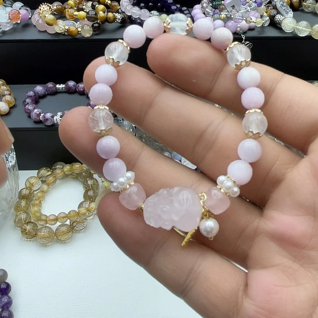 水晶手链未镶嵌紫锂辉白水晶