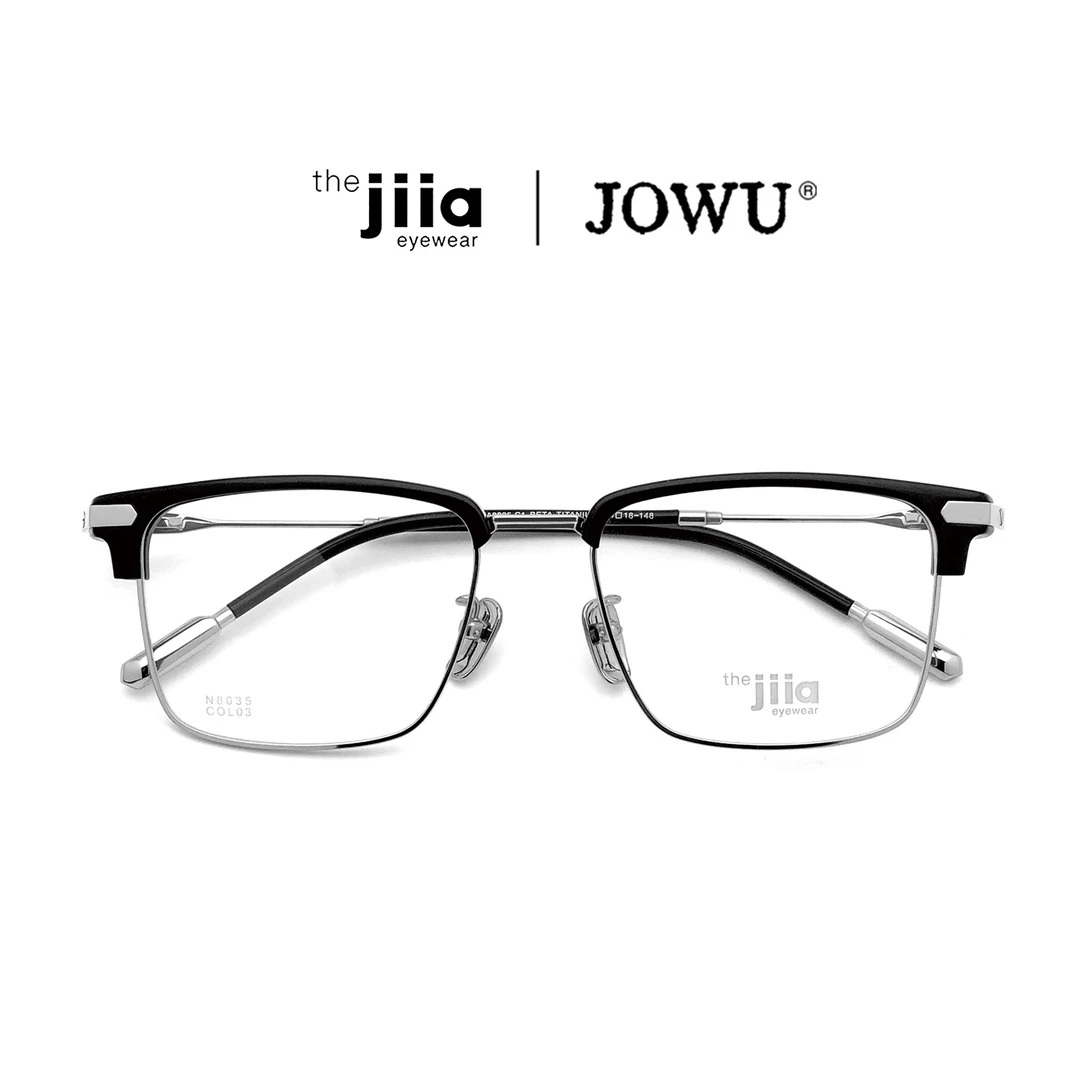 玖吾联名THE JIIA-N8035复古商务眉线框防蓝光男女通用半框眼镜架